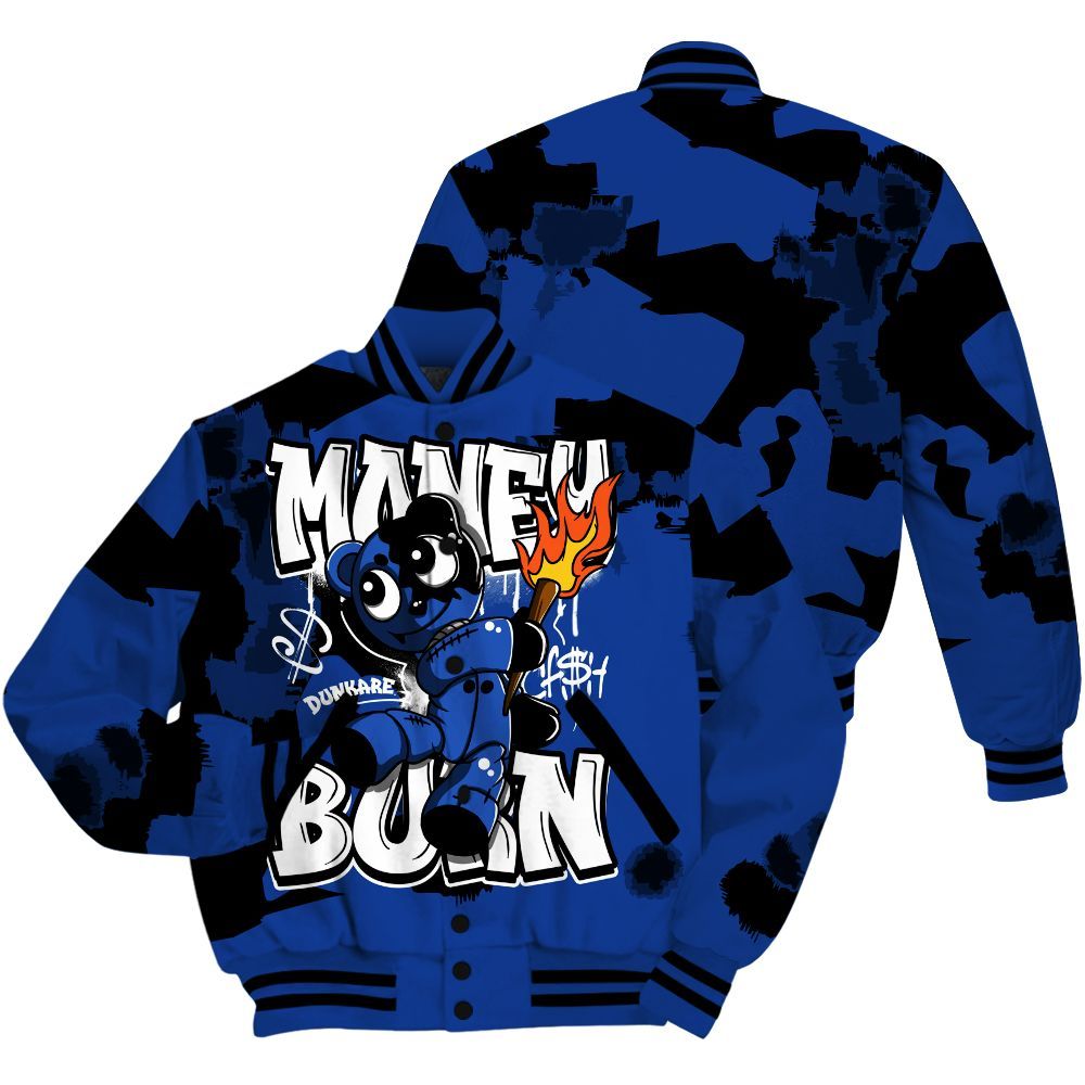 Varsity Jacket To Match Air Foamposite One Royal - Money Burn Retro All Over Print