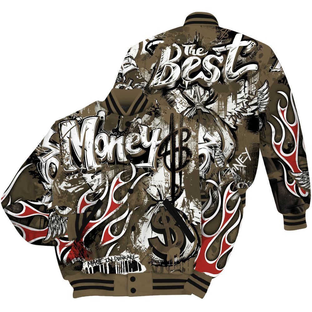 Varsity Jacket To Match Olive 9s Shirt, The Best Money All Over Print