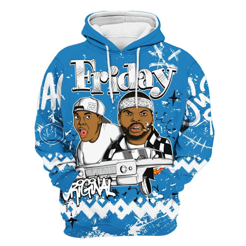 Hoodie To Match Retro University Blue 9s - Friday Sneaker Crayon All Over Print