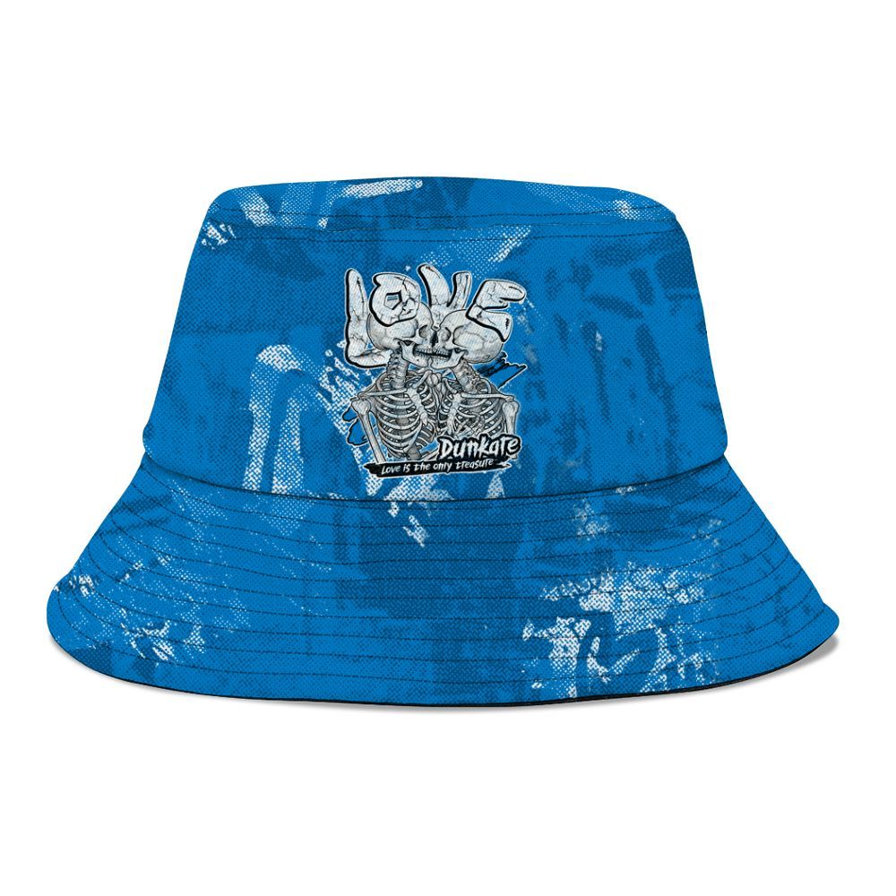 Bucket Hat To Match Industrial Blue 4s - Skull Love Graphic