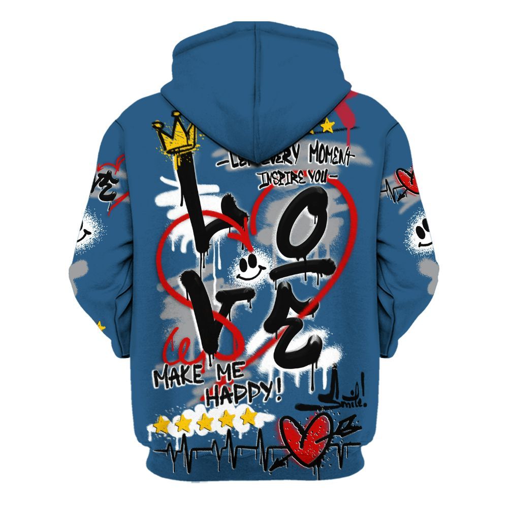 Hoodie To Match Rare Air 3s - Happy Love Beats Graffiti Streetwear All Over Print