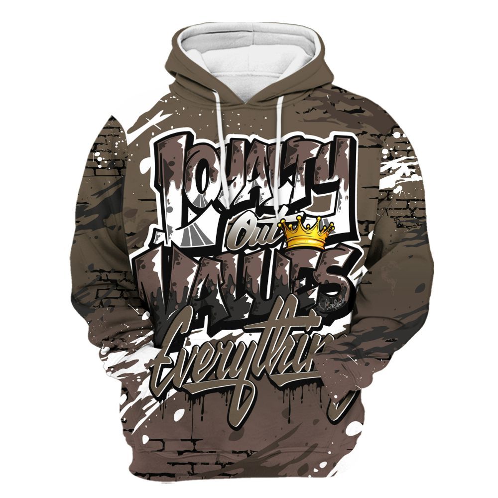 Hoodie To Match AMM Dark Mocha 4s - Values Of Loyalty Drip All Over Print