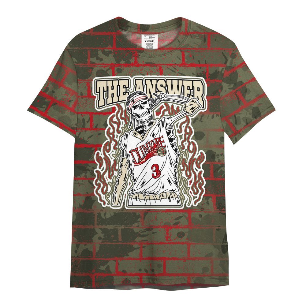 Shirt To Match Travis Scott Low OG Medium Olive 1s - Allen Answer Skeleton Brick All Over Print