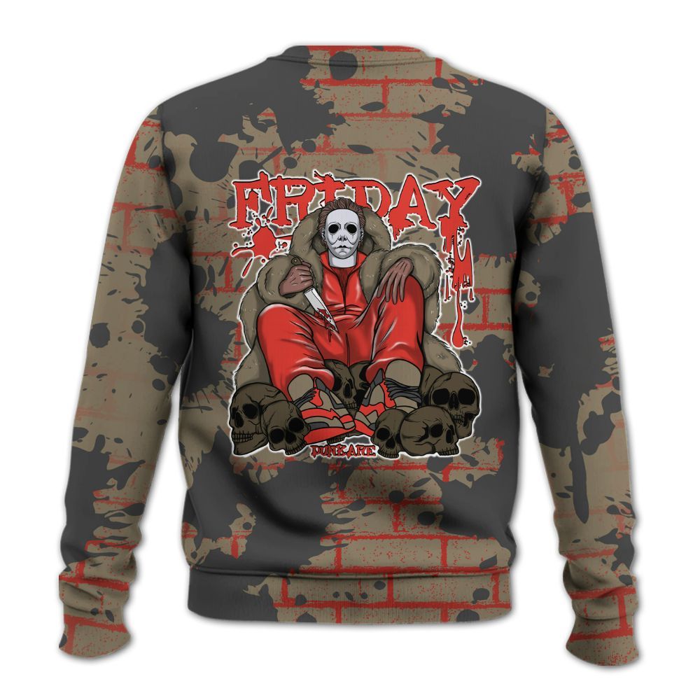 Sweatshirt To Match Olive 9s - Friday Brick All Over Print