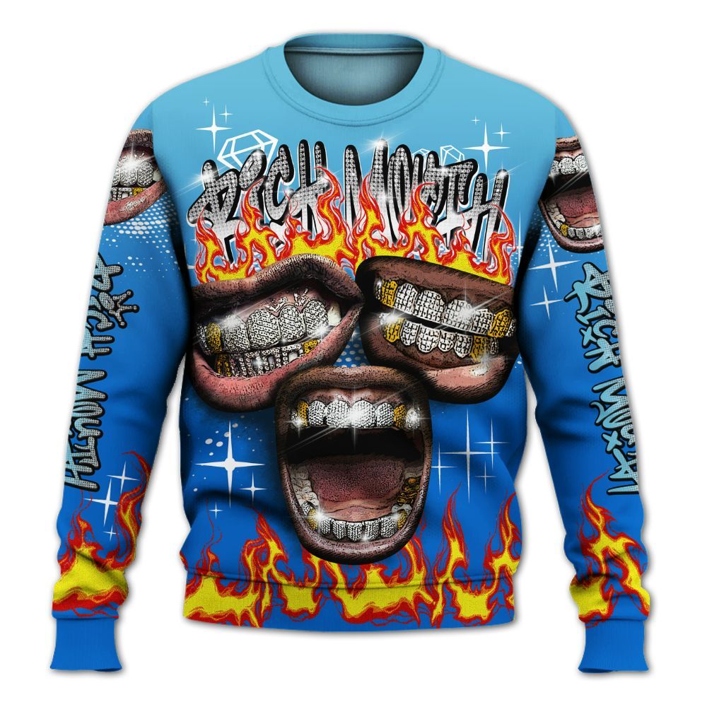Sweatshirt To Match Dunk Low Argon - Rich Mouth Fire Rap Retro 90s All Over Print