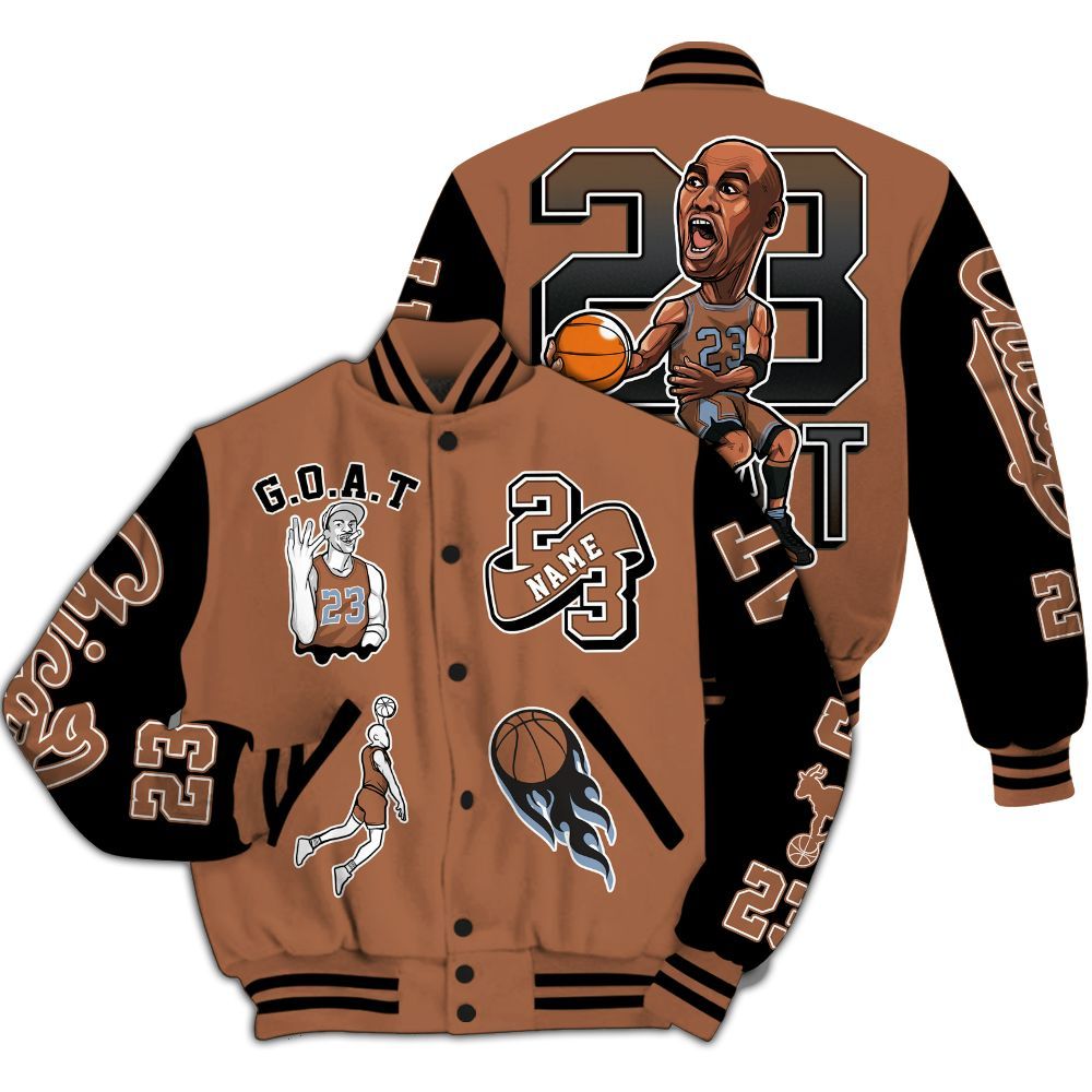 Varsity Jacket To Match Air Foamposite Metallic Copper - Legend GOAT Basketball Varsity Jacket Graphic Custom Name All Over Print