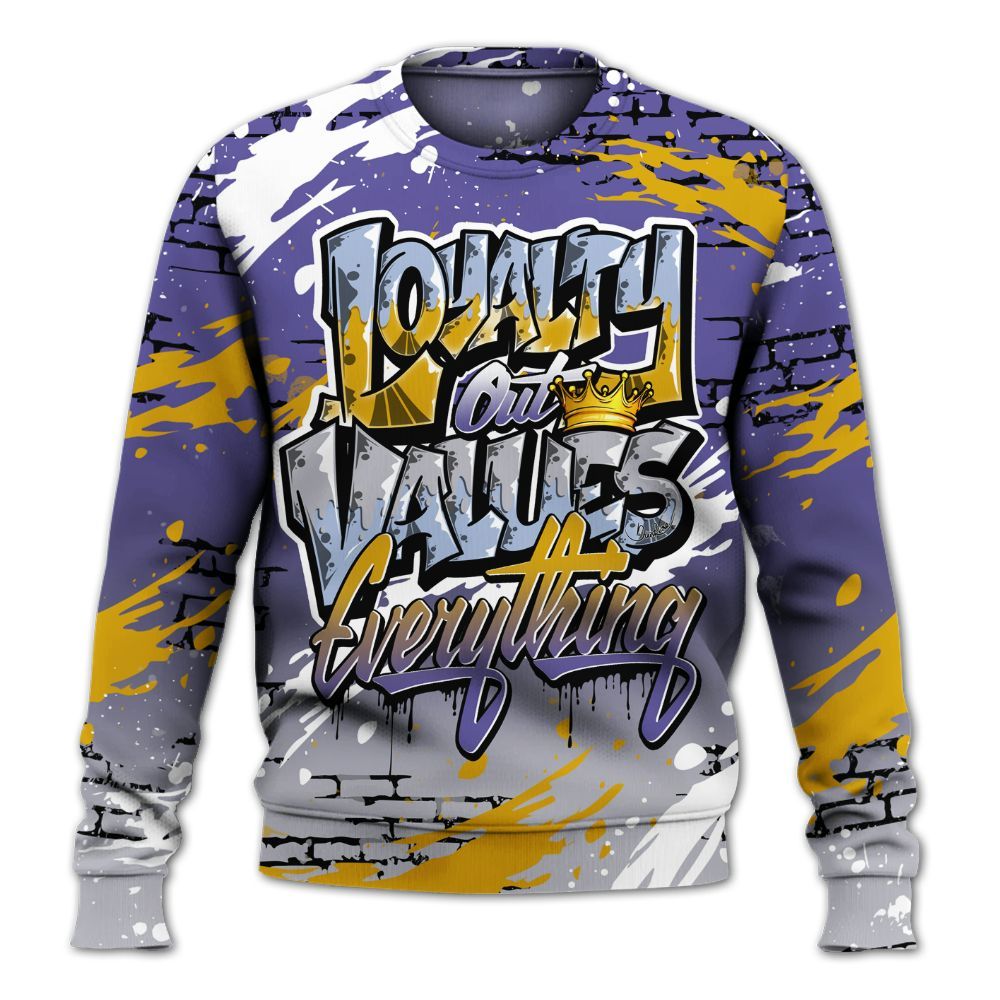 Sweatshirt To Match Lakeshow 4s - Values Of Loyalty Drip All Over Print
