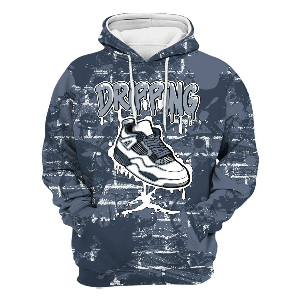 Hoodie To Match Low Diffused Blue 11s - Dripping Shoe 4S Graphic Street Art All Over Print