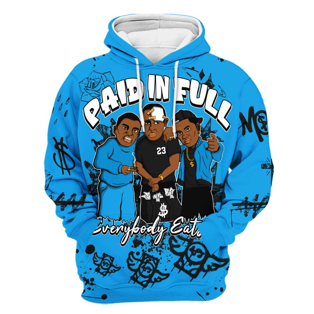 Hoodie To Match Black University Blue 2022 13s - Everybody Paid In Full Crayon All Over Print