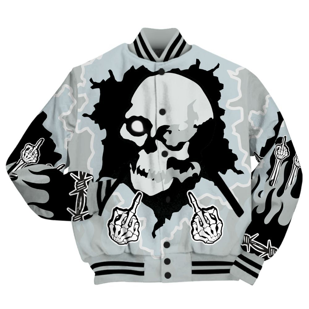 Varsity Jacket To Match Black Wolf Grey 12s - F Around Find Out Graphic Trapped All Over Print
