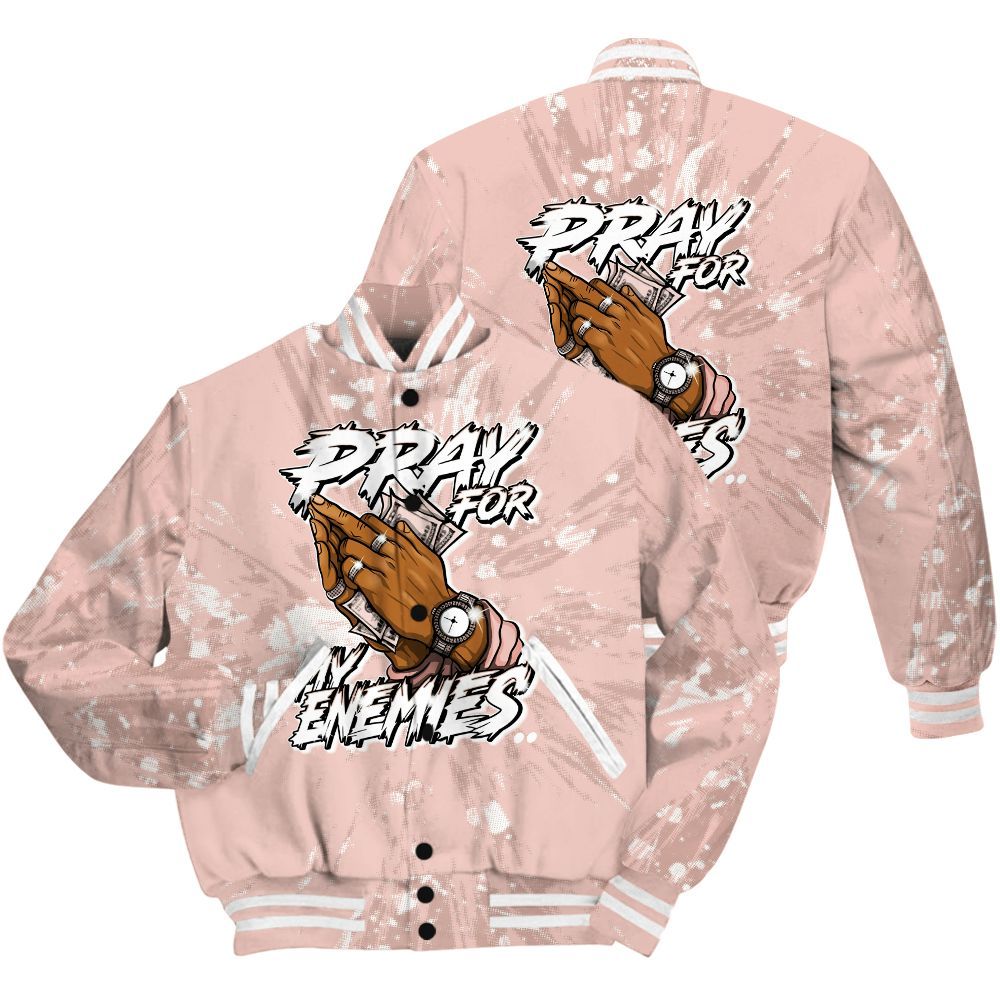 Varsity Jacket To Match Low Legend Pink 11s Shirt - Prayed For Enemies Graphic Luxury All Over Print