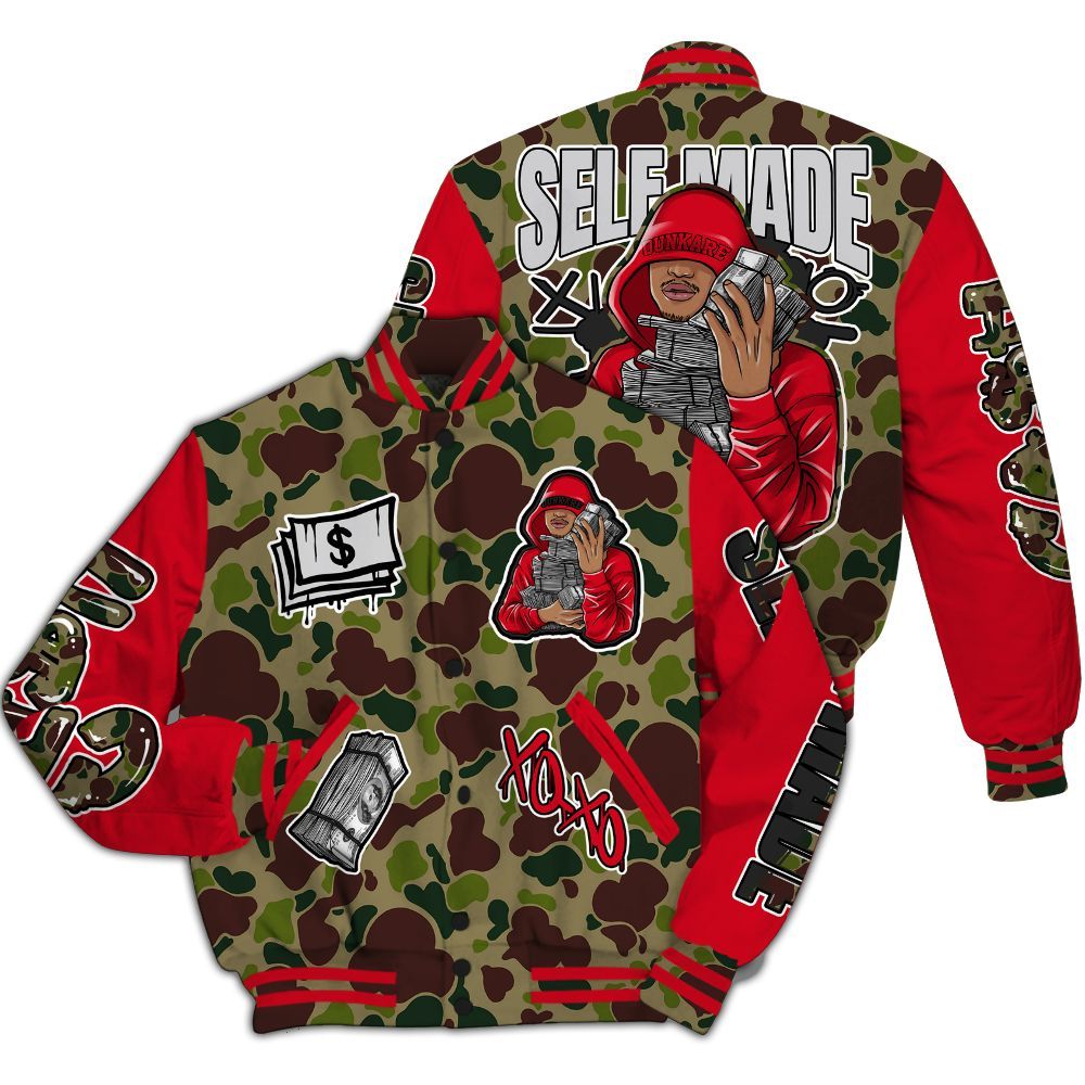Varsity Jacket To Match Air Max 90 Duck Camo Red - Selfmade Unique All Over Print