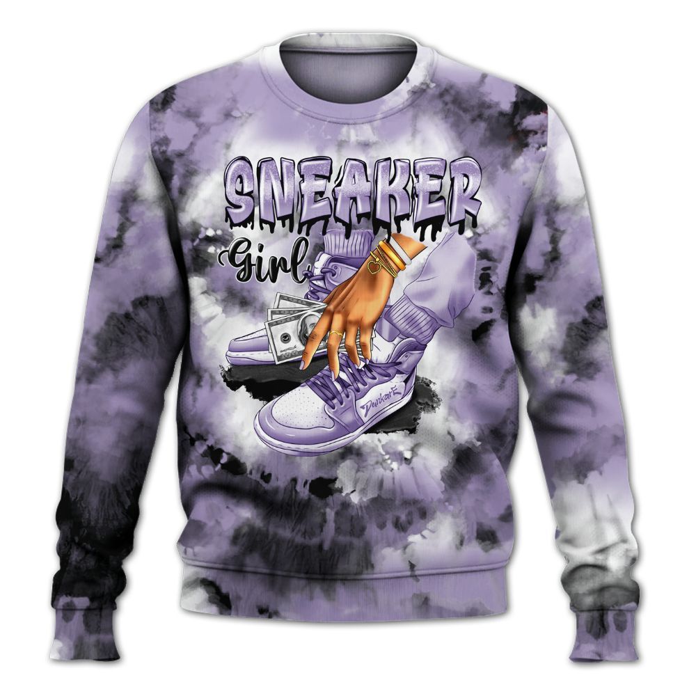Sweatshirt To Match Low Pure Violet 11s - SNEAKER Girl Money Drip Tie Dye All Over Print