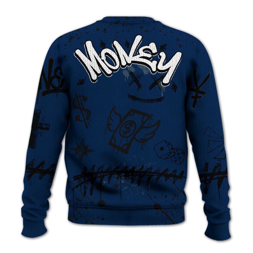 Knitted Sweater To Match SB White Navy 4s - Everybody Paid In Full Crayon