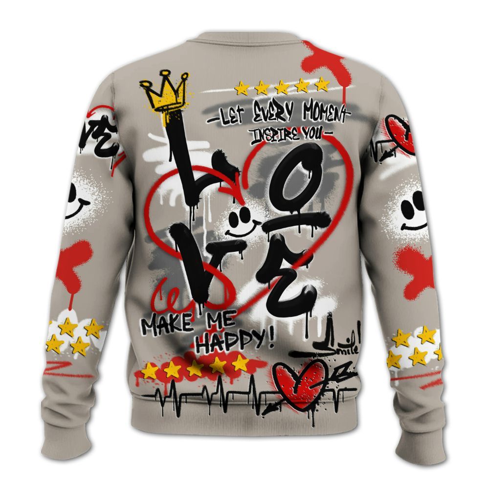 Sweatshirt To Match Low OG Phantom 1s - Happy Love Beats Graffiti Streetwear All Over Print