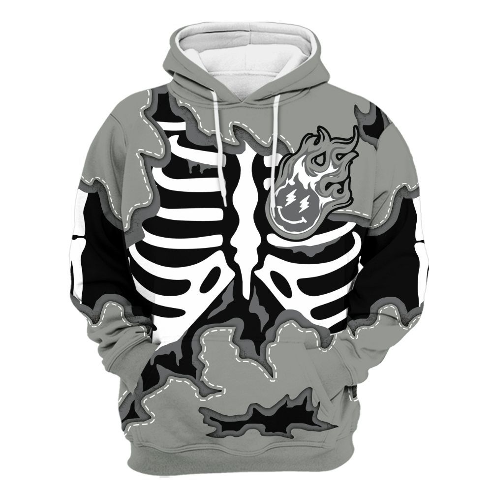 Hoodie To Match Paris Olympics 4s - Skeleton Smiley Face All Over Print