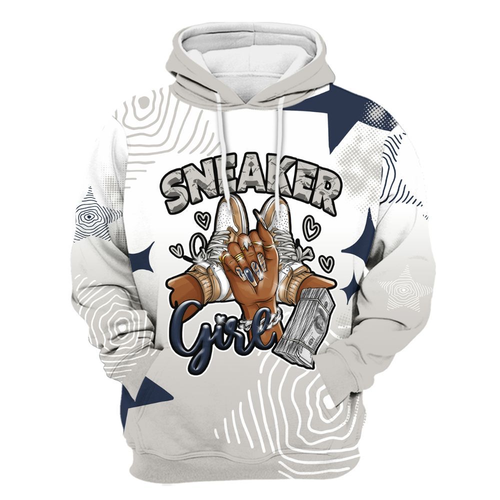 Hoodie To Match Low Navy Grey Gum 1s - Sneakerz Girlz Unique Starz All Over Print