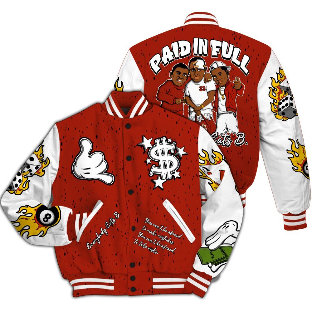 Varsity Jacket To Match Red Cement 4s - Everybody Paid In Full Graphic All Over Print