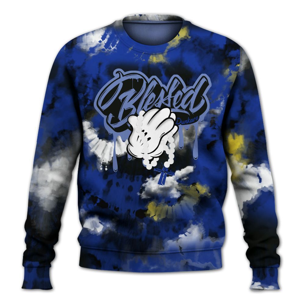 Sweatshirt To Match Laney 14s - God Blessed Tie Dye All Over Print