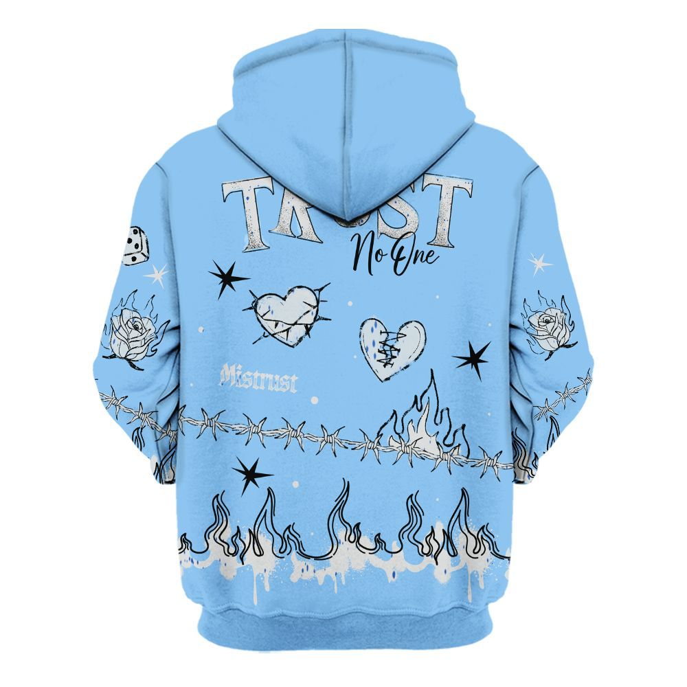 Hoodie To Match University Blue 5s - Trust No One Snake-Bite Doodle Crayon All Over Print