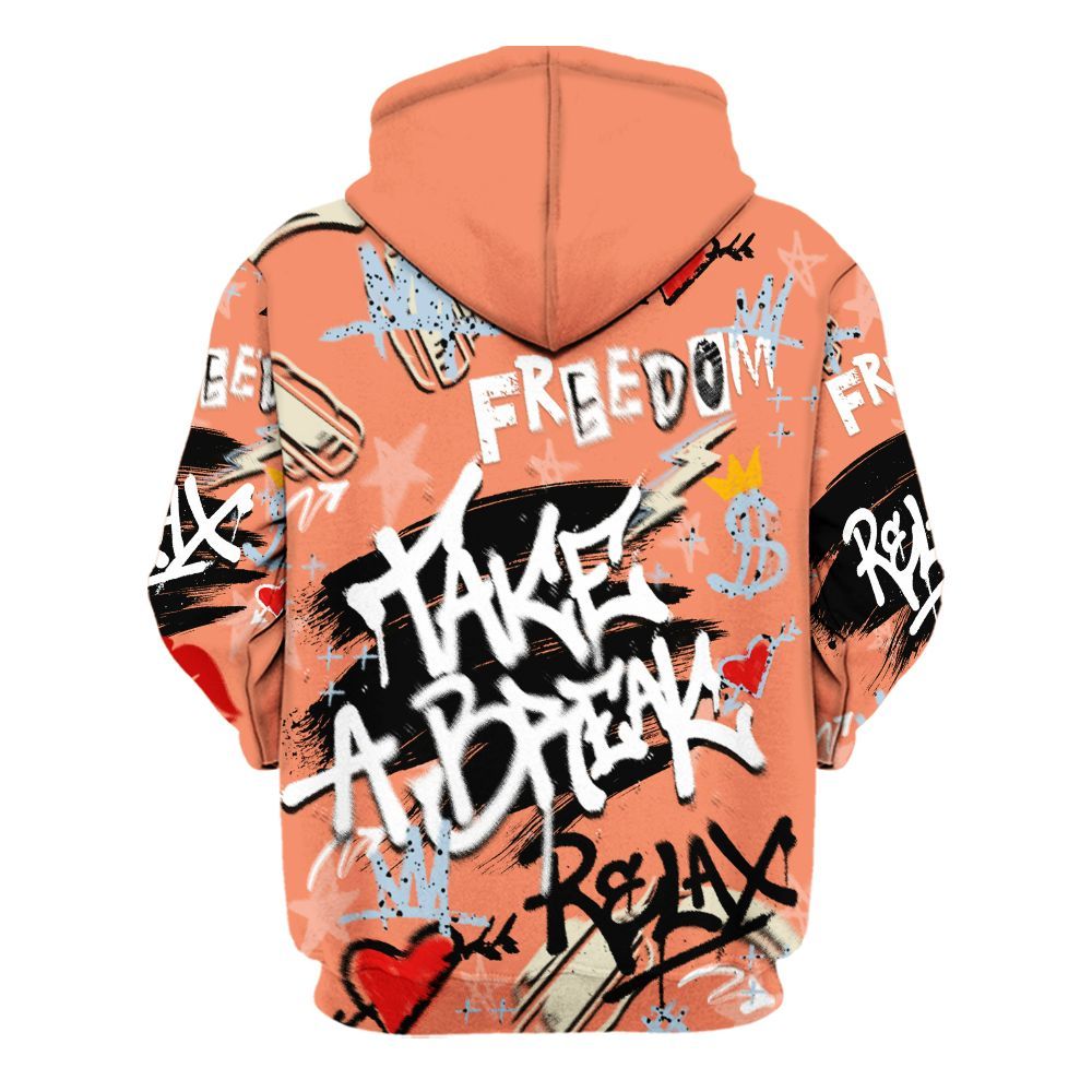 Hoodie To Match DJ Khaled Crimson Bliss 5s - Take Break Freedom Graffiti Streetwear All Over Print