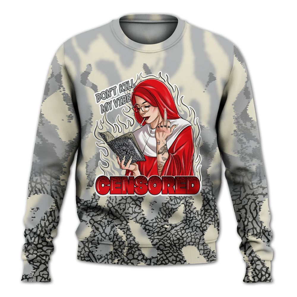 Sweatshirt To Match Cement Grey 3s - Censoredz Burn All Over Print