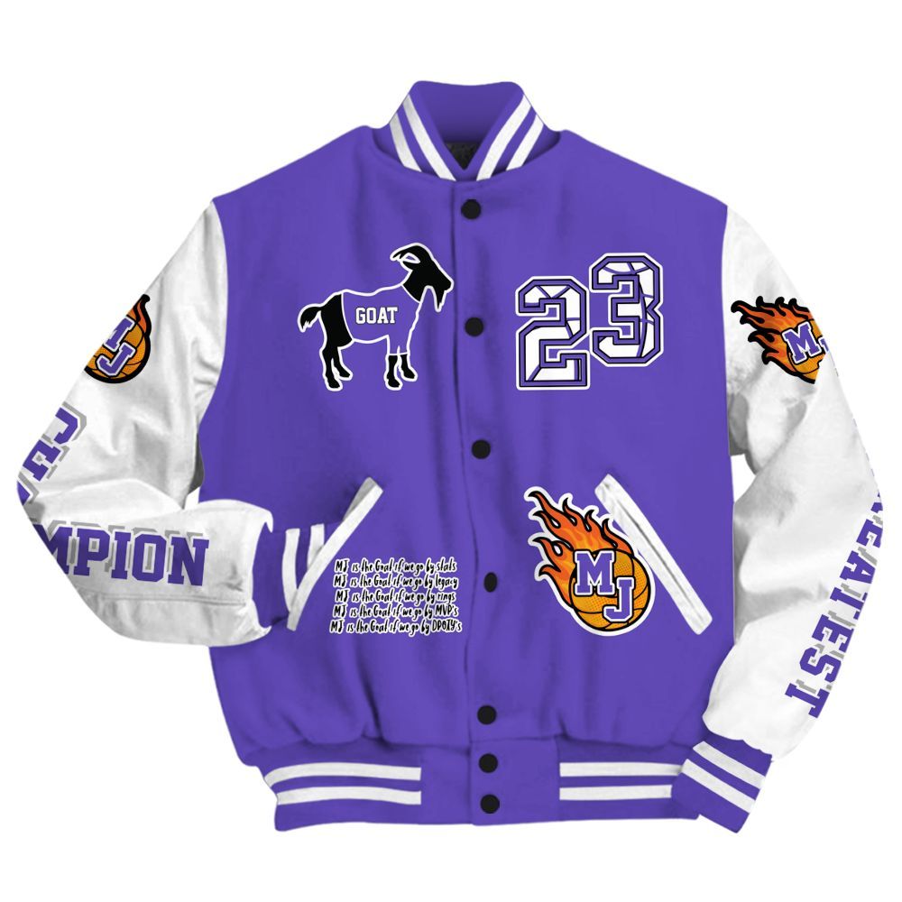 Varsity Jacket To Match Field Purple 12s - 23 G.0.A.T Jump Up Basketball All Over Print