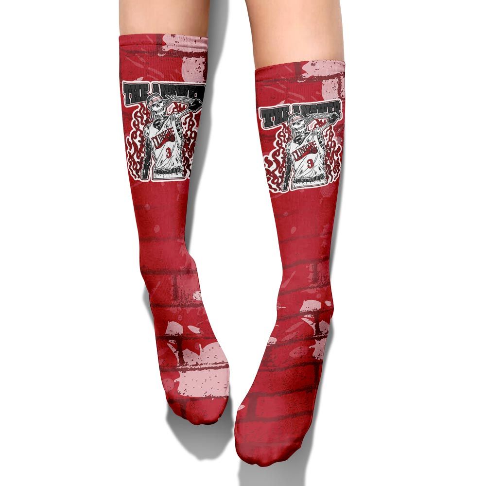 Sock To Match Bred Velvet 11s - Allen Answer Skeleton Brick