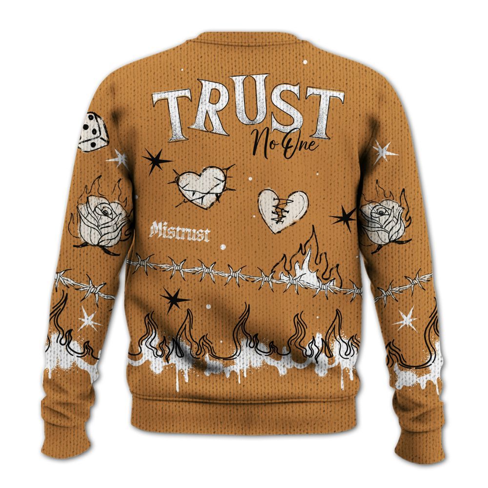 Knitted Sweater To Match Dunk Low Nature Wheat Suede - Trust No One Snake-Bite Doodle Crayon