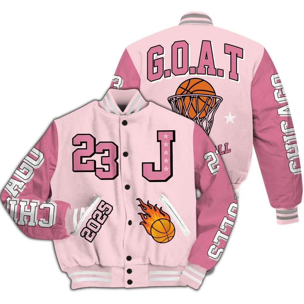 Varsity Jacket To Match GS Pearl Pink 12s - Chicago 23 Basketball All Over Print