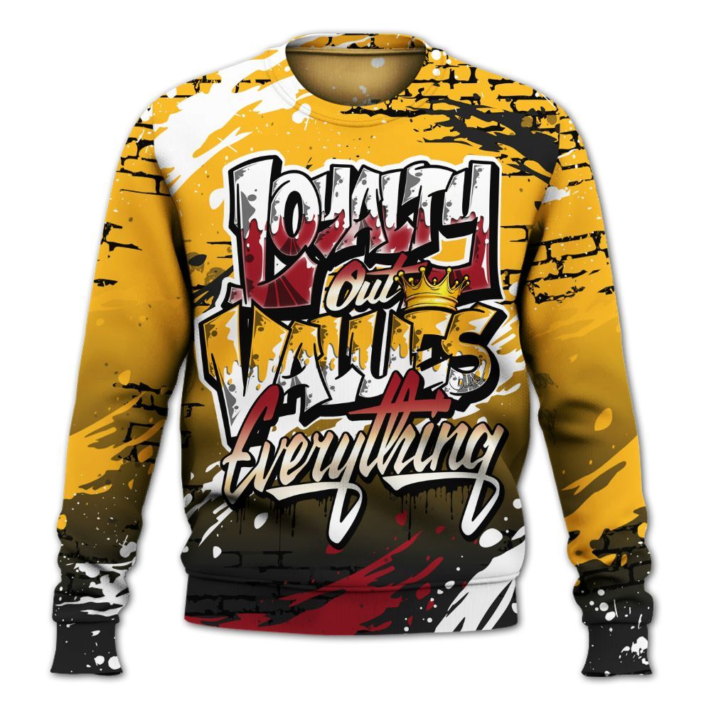 Sweatshirt To Match White Taxi 12s Shirt, Values Of Loyalty Drip All Over Print