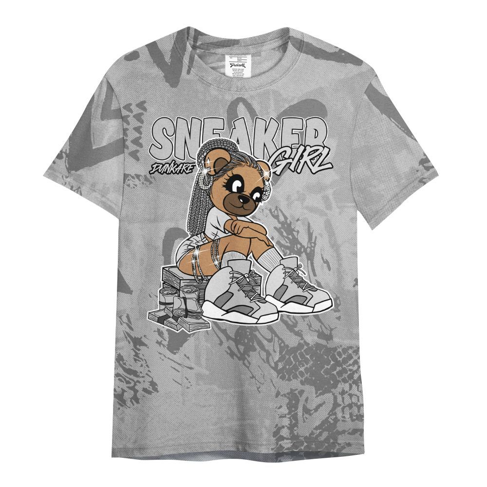 Shirt To Match Black Wolf Grey 12s - Sneaker Girl Bear Heart Grunge All Over Print