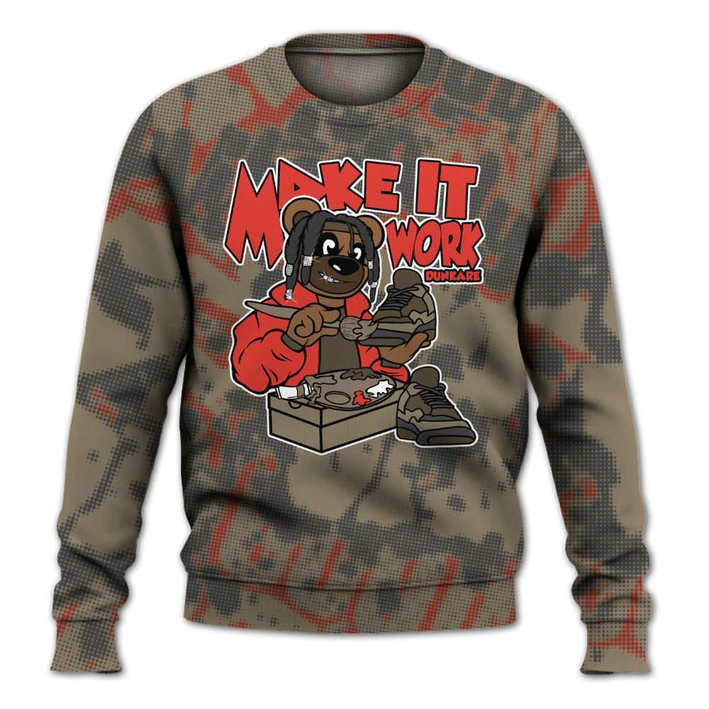 Sweatshirt To Match Olive 9s - Pull It Off Bear Street All Over Print