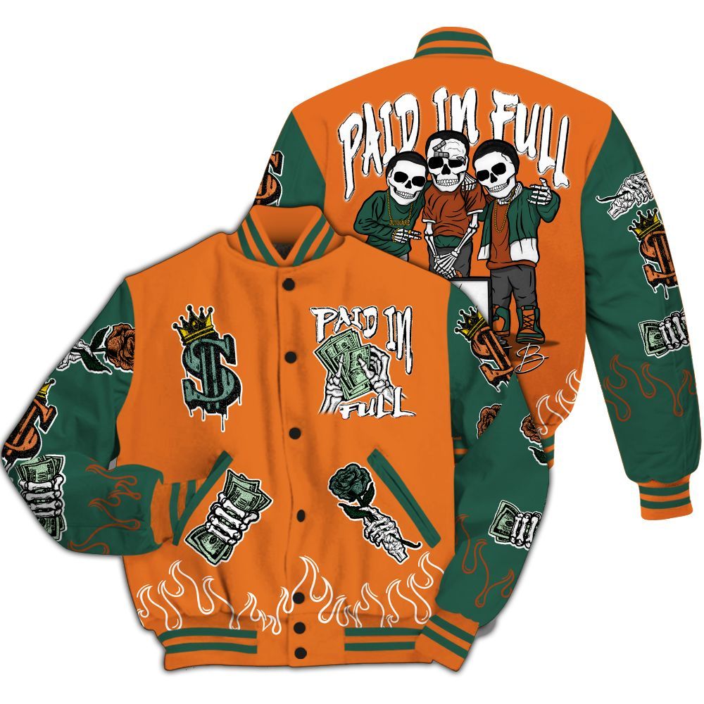 Varsity Jacket To Match Dunk Low Ceramic - Fire Everybody Paid In All Over Print