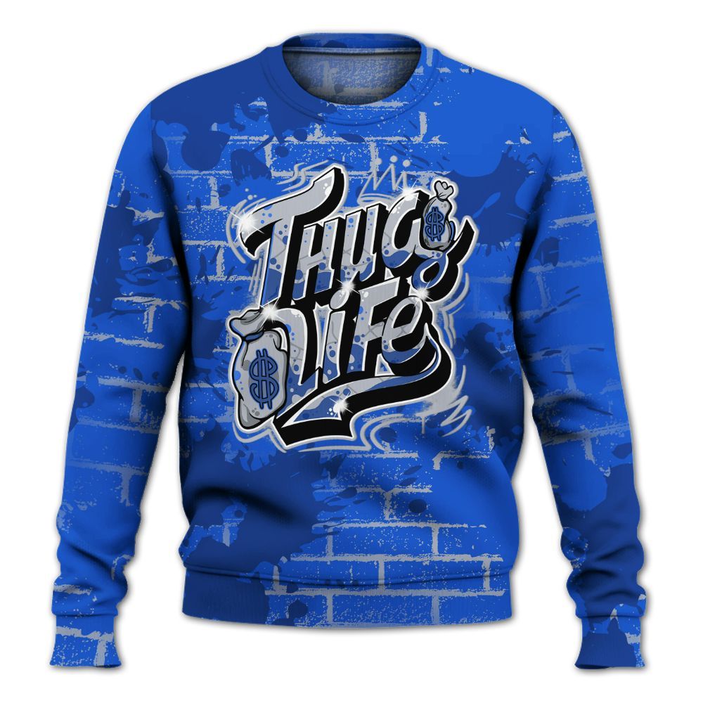 Sweatshirt To Match Air Foamposite One Royal - Free Thug Living Graphic Brick Art All Over Print