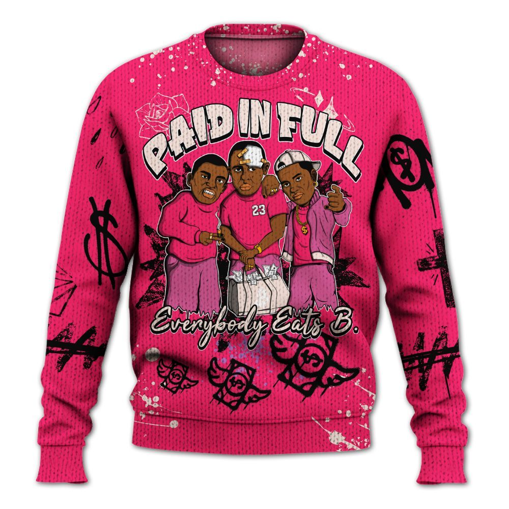 Sweater To Match A'One Hyper Pink - Everybody Paid In Full Crayon Graphic