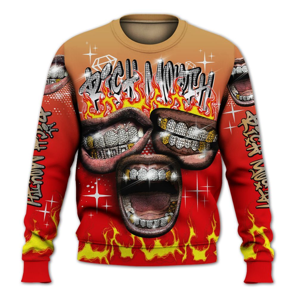 Sweatshirt To Match Kobe 5 Red Year Of The Mamba - Rich Mouth Fire Rap Retro 90s All Over Print