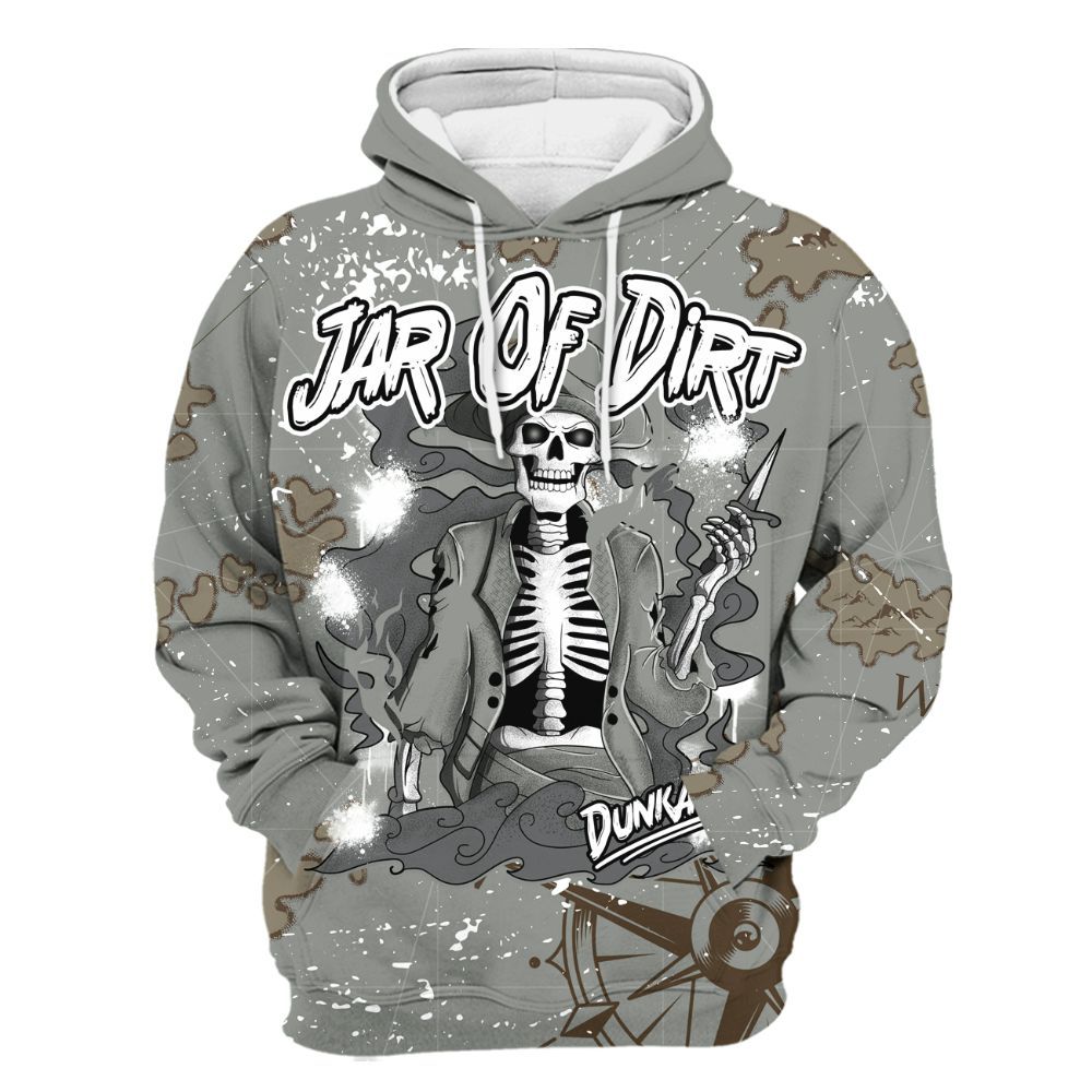 Hoodie To Match Paris Cement Grey 4s - Skeleton Jar Of Dirt Retro All Over Print