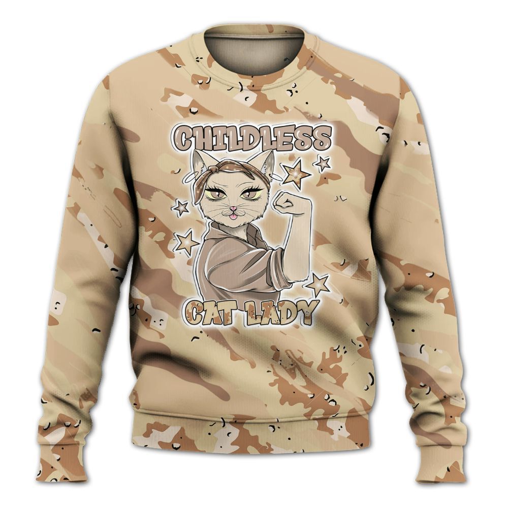 Sweatshirt To Match Desert Camo 3s - Childless Kat Lady All Over Print
