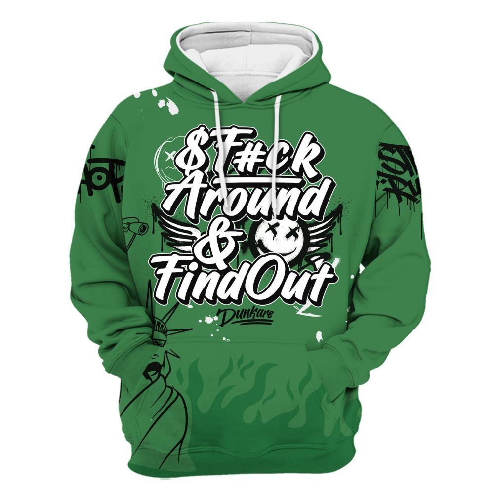 Hoodie To Match Lucky Green 1s - Graphic Fck Around Find Out All Over Print