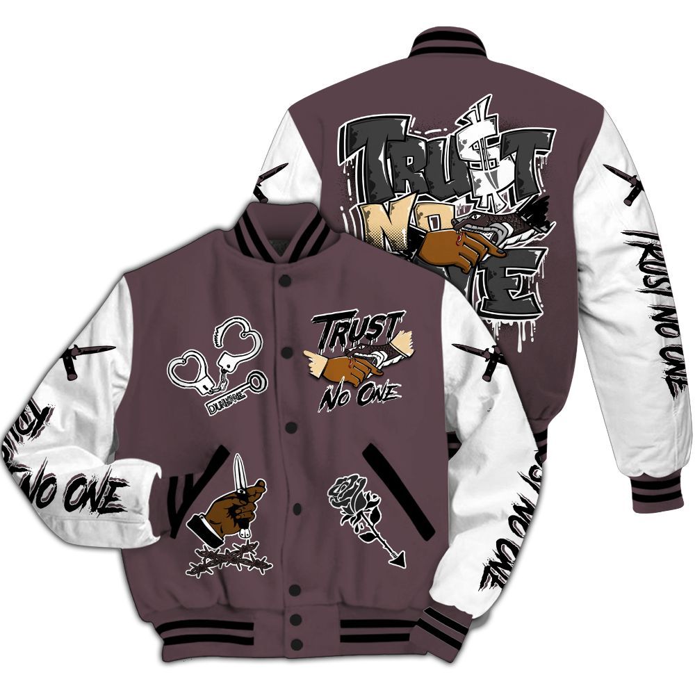 Varsity Jacket To Match AMM Black 3s - Trust No One Dripping All Over Print