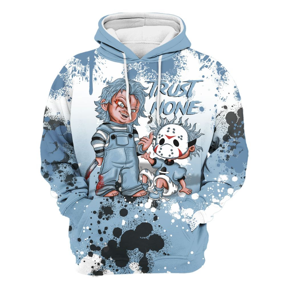 Hoodie To Match High University Blue 1s - Trust No One Scary All Over Print