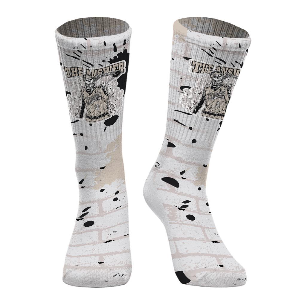 Sock To Match Retro Reverse Metallic 5s - Allen Answer Skeleton Brick