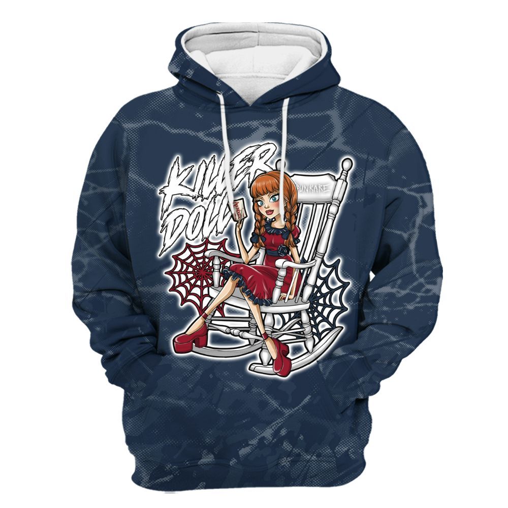 Hoodie To Match White Midnight Navy 6s - Killer Doll-A Halloween Profound All Over Print