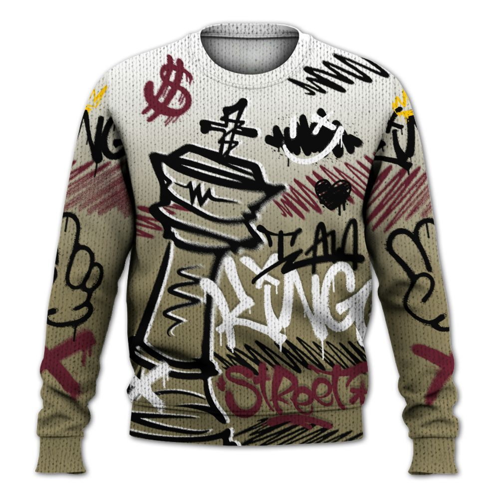 Knitted Sweater To Match Black Olive 7s - Street King Chess Streetwear