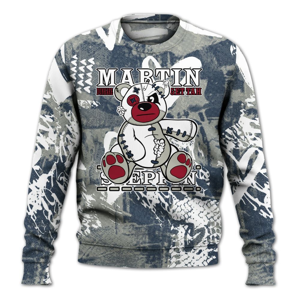 Sweatshirt To Match Navy Blue 2024 6s - Tah Steppin Bear Heart Grunge All Over Print