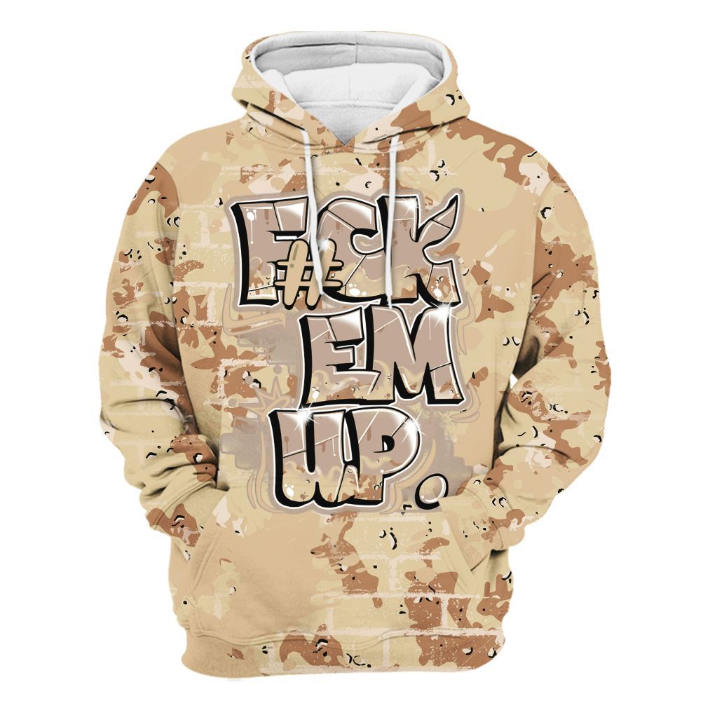 Hoodie To Match Desert Camo 3s - F#ck Em Graphic Brick Art All Over Print
