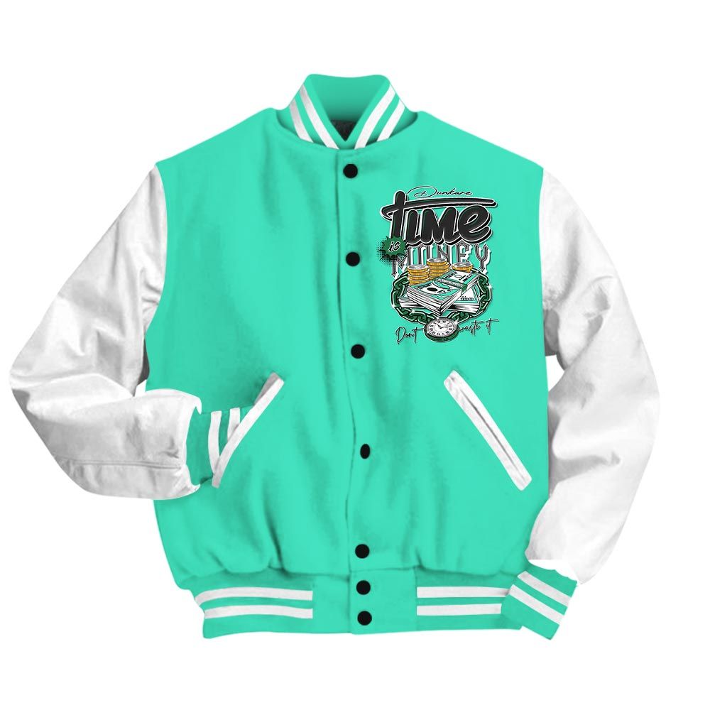 Varsity Jacket To Match Varsity Time Is Money, 3 Green Glow Baseball - To Match Sneaker Black Green Glow 3s Graphic Tee 1904 HDT