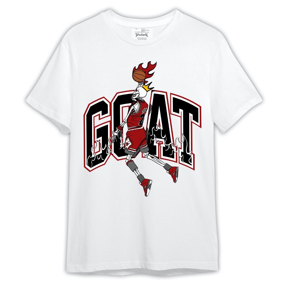 Shirt To Match Red Taxi 12s - G.O.A.T Skeleton Fire Red Taxi 12s Shirt Outfit