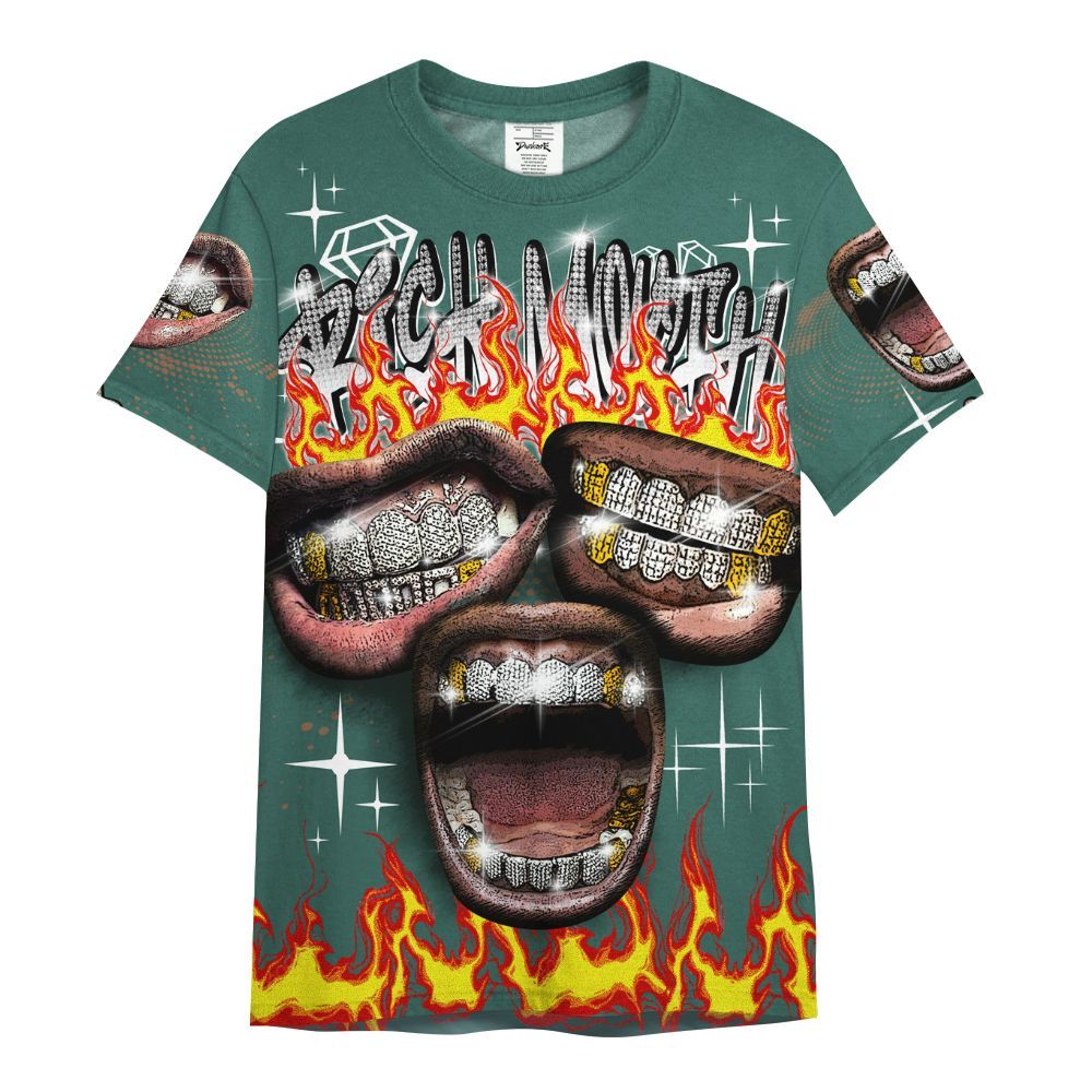 Shirt To Match Low OG Oxidized Green 1s - Rich Mouth Fire Rap Retro 90s All Over Print
